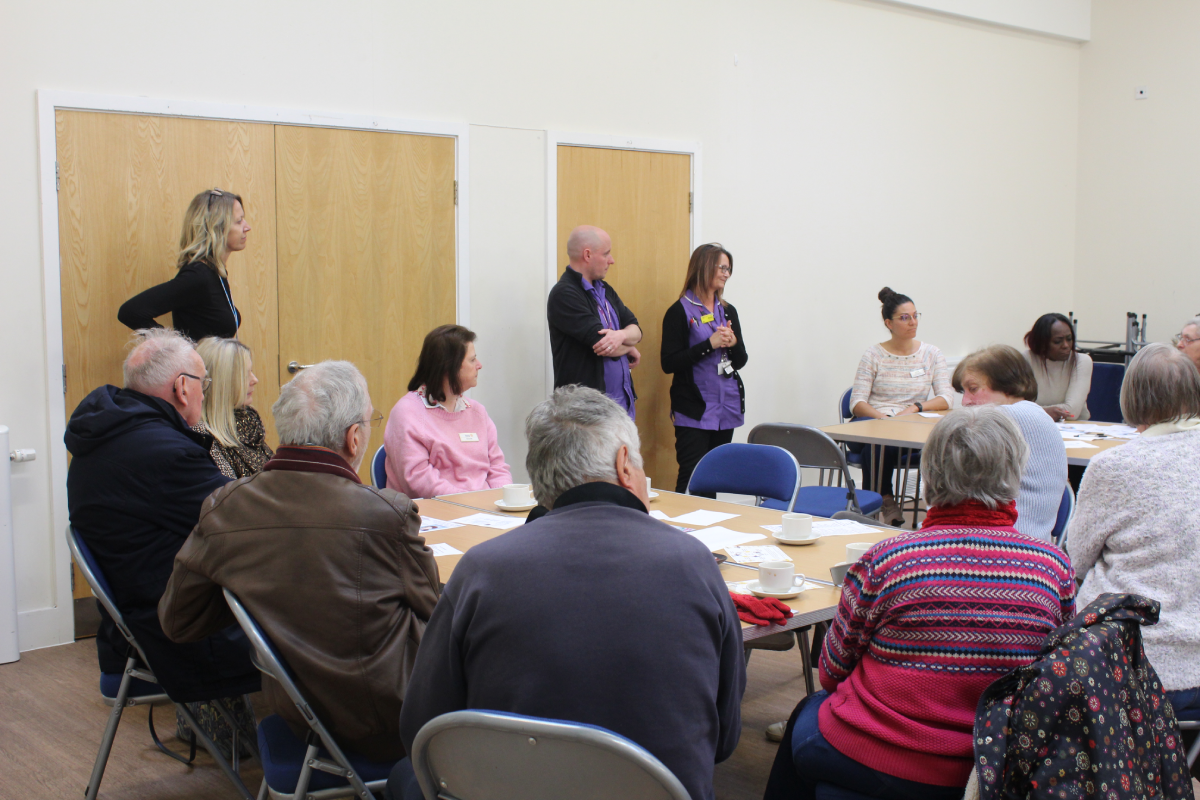 Nolene with a group at the wellbeing cafe